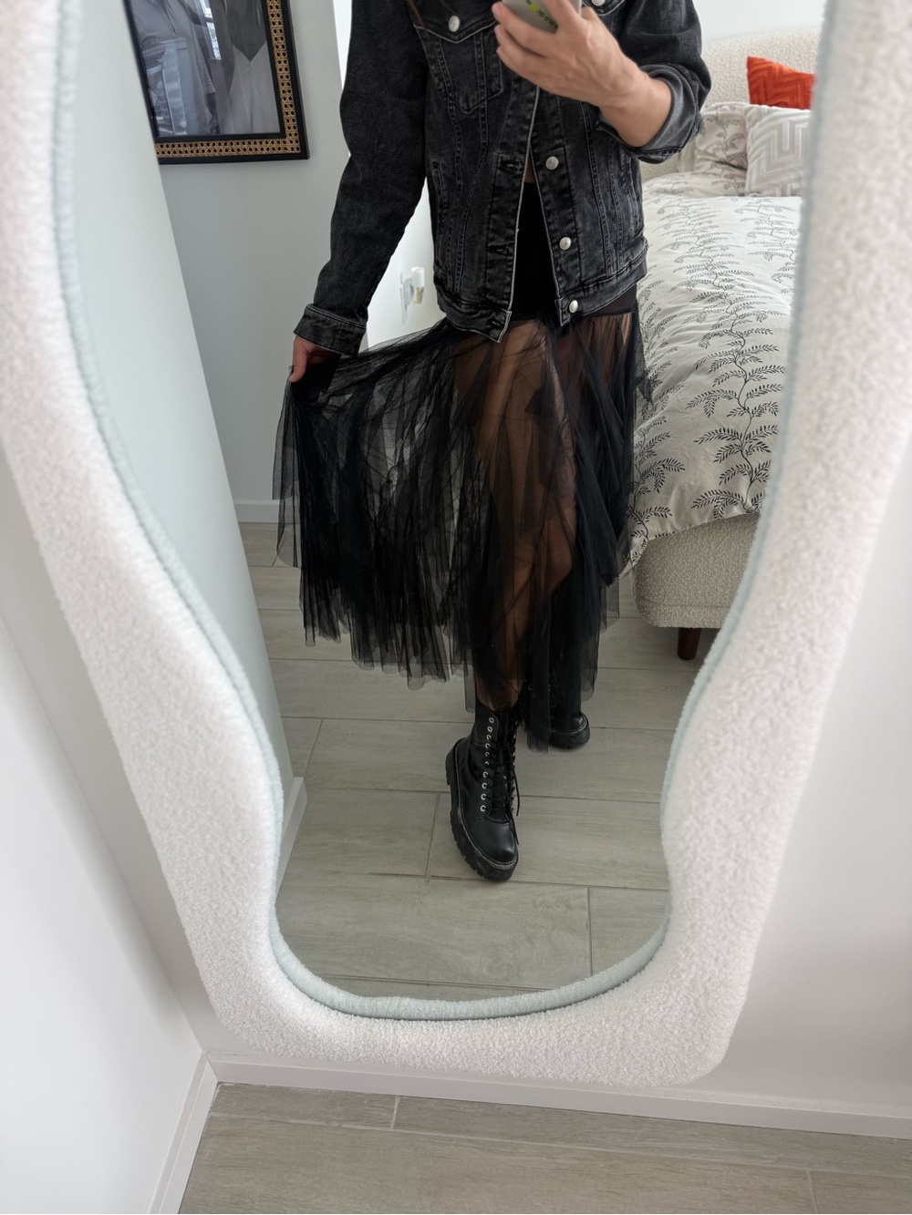 AKIRA Black Sheer Tulle Maxi Skirt